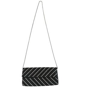 Whiting & Davis Black Crystal Chevron Clutch